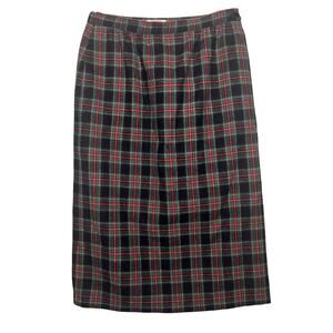 Vintage Pendleton Black Stewart Plaid Skirt Wool Size Medium Tartan Pockets